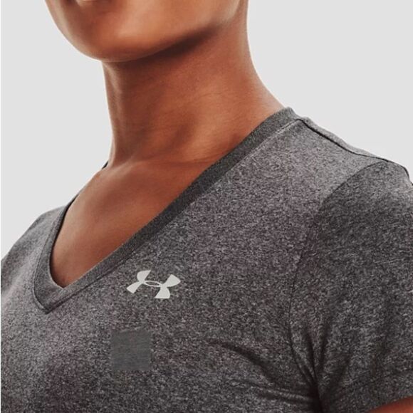 Under‎ Armour Loose V-Neck Tee Shirt Carbon Heather/Metallic Silver M NWT IN PKG - Picture 4 of 7